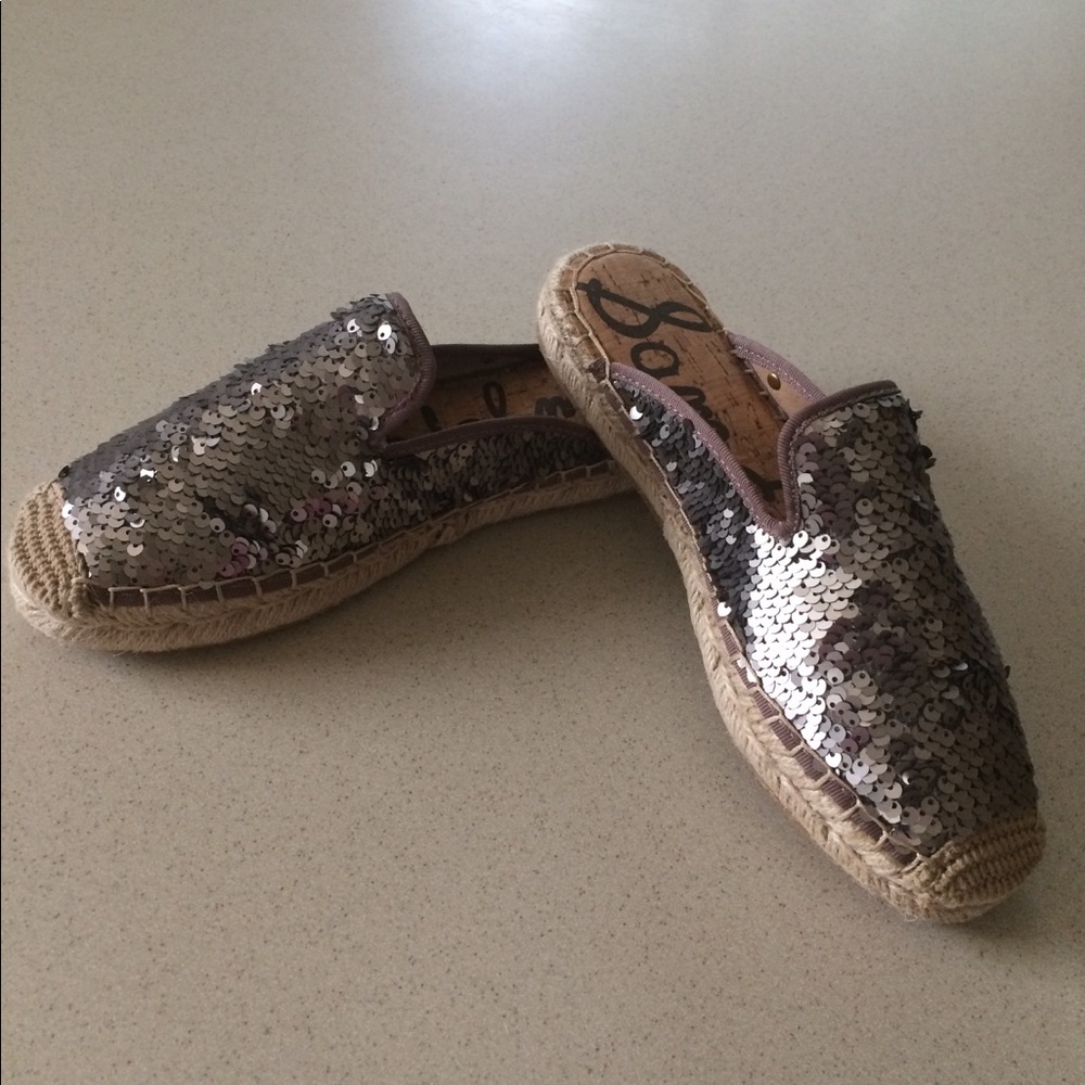 NWT pewter sequin Sam Edelman espadrilles